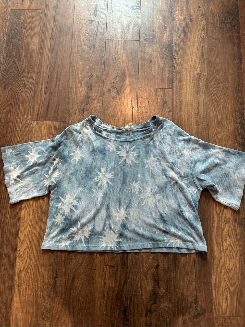 Free People Movement Blue Tie-Dye Star Boxy Tee